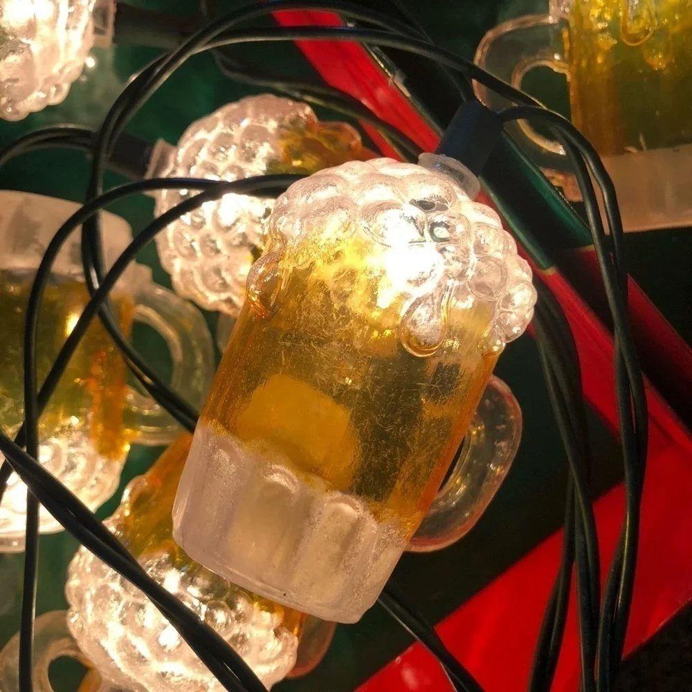 Kurt Sandler Set of 2 Novelty Frosty Beer Mugs String Light Sets 24 in All